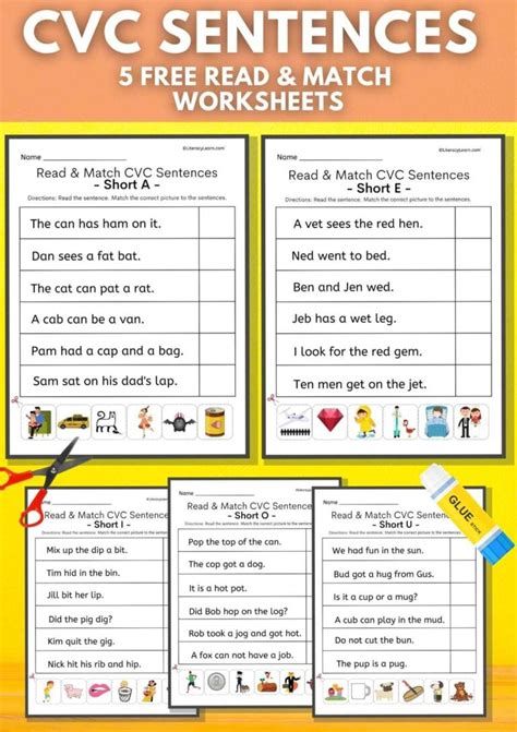 Cvc Sentences With Read And Match Worksheets Literacy Learn