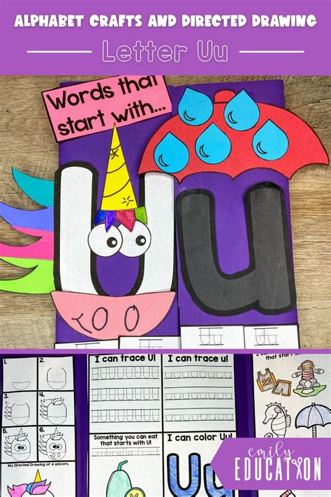 Letter U Alphabet Crafts and Directed Drawing - Emily Education ...