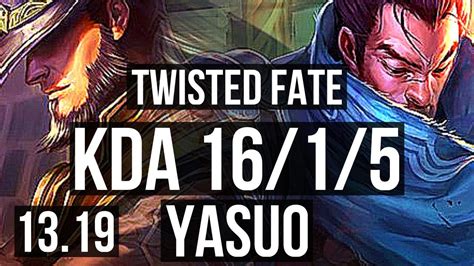 Twisted Fate Vs Yasuo Mid 1615 24m Mastery Legendary Euw