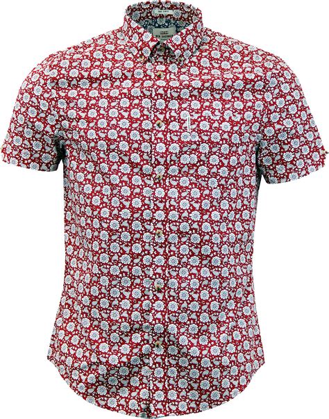 Ben Sherman Mens 1960s Mod Floral Paisley S S Shirt In Red