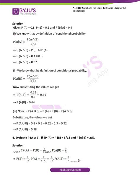 NCERT Solutions For Class 12 Maths Chapter 13 Probability