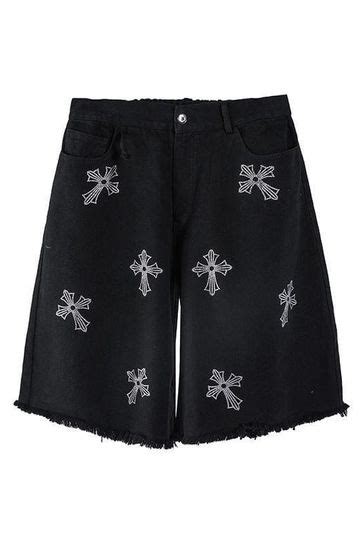 Chrome Hearts Cross Black Denim Shorts Shopperboard