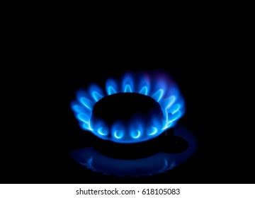 Blue Flame Burning Natural Gas Reflection Stock Vector Royalty Free