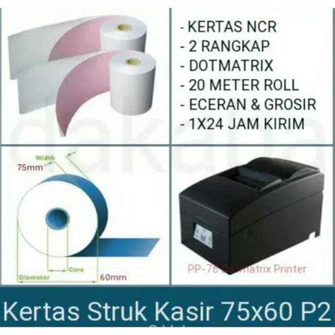 Jual Kertas Struk Kasir NCR 75x60 2ply Rangkap Shopee Indonesia