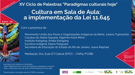 XV Ciclo De Palestras Paradigmas Culturais Hoje Cultura Em Sala De