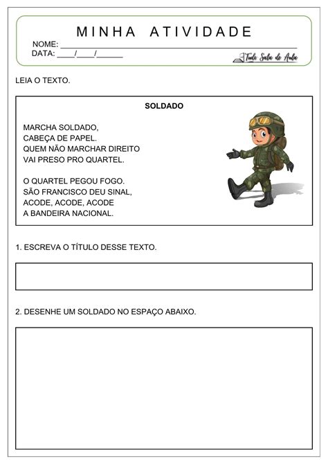 Texto Sobre O Dia Do Soldado Com Interpretação - 10 Atividades sobre o Dia do Soldado para Educação Infantil - Tudo Sala ...