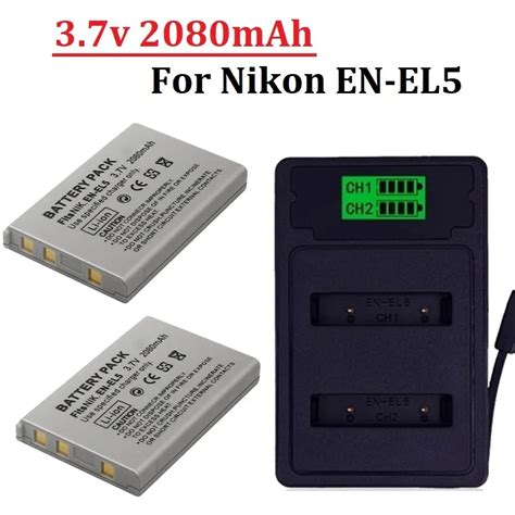 ENEL5 Bater A EN EL5 EL5 Con Cargador Dual 2080mAh Para Nikon Coolpix