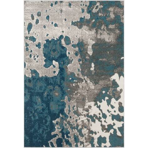 17 Stories Kamalu Performance Teal Gray Rug Reviews Wayfair