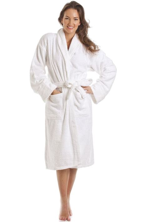 Womens Luxury White 100 Cotton Towelling Bathrobe Clothes Robe