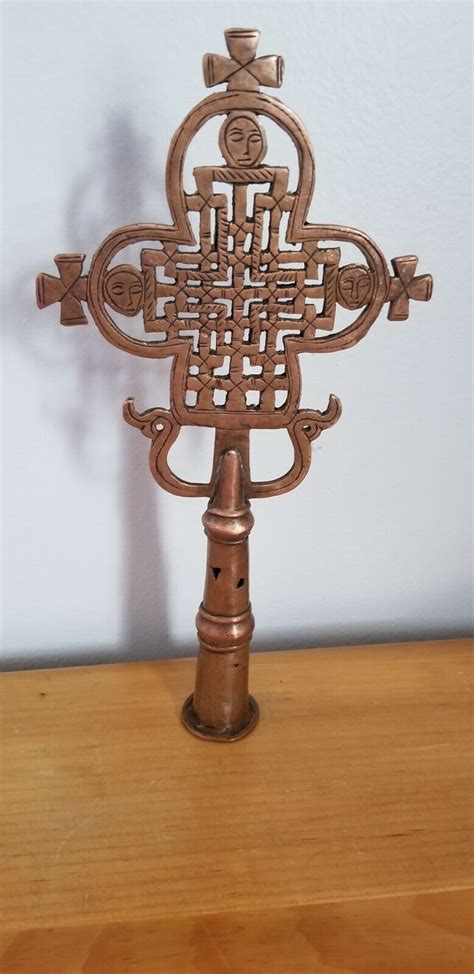 Antique Cross Ethiopian Orthodox Christian Priest Brass Hand Cross