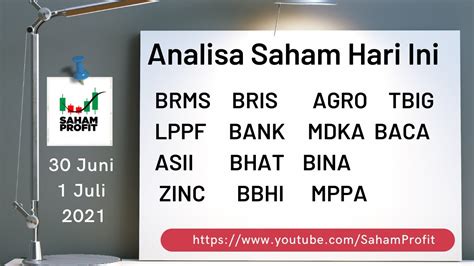 Analisa Saham Hari Ini BRMS BRIS AGRO TBIG LPPF BANK BACA BINA ZINC