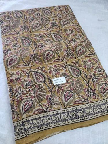 Kalamkari Cotton Hand Block Printed Sarees M With Blouse Piece