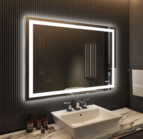 Amorho LED Bathroom Mirror 48x 36 With Front And Backlight Stepless