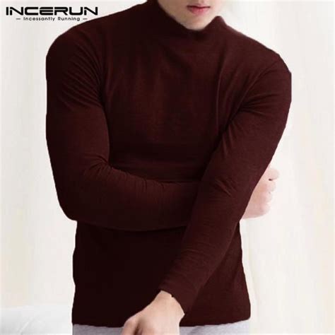 Incerun Autumn Winter Men Half High Collar Warm Long Sleeve Bottoming