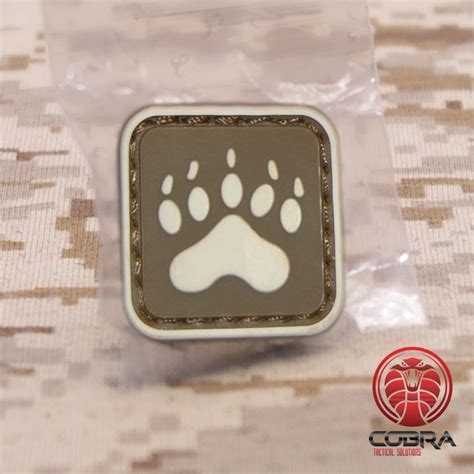 Bear Claw Tracker Paw Brown Militaire Pvc Patch Velcro Military Airsoft