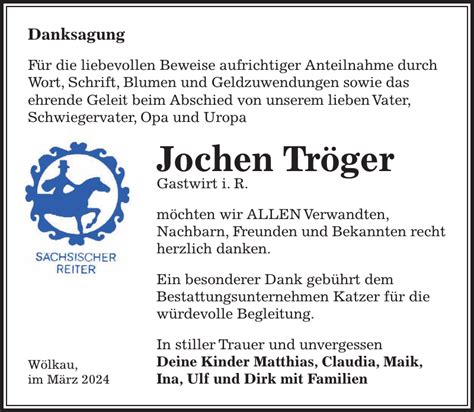 Jochen Tr Ger Traueranzeige S Chsische Zeitung