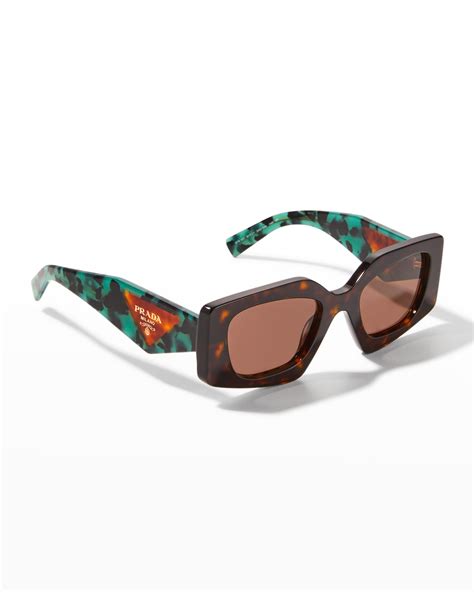 Prada Multicolor Rectangle Acetate Sunglasses Neiman Marcus