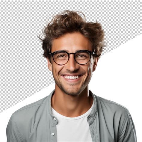 Premium Psd A Man Wearing Glasses And A Shirt That Says Hes Smiling