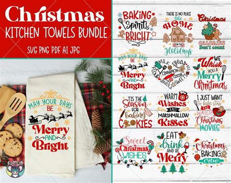 Christmas Kitchen Towels Svg Bundle Christmas Svg Bundle Apron Baking