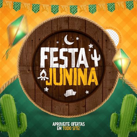 Premium PSD Sao Joao Festa Junina Brazilian Party Offer Banner 3d