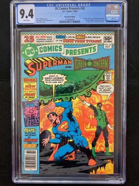 DC Comics Presents 26 CGC 9 4 NM 1st Cyborg Raven Starfire Newsstand WP