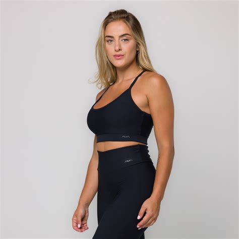 Top Feminino Alcinha Preto Tecido Canelado Ava Fitness