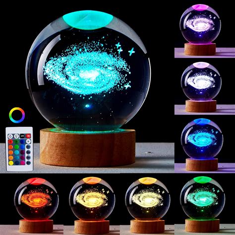 DIGFPWT 3 15 Inch Galaxy Crystal Ball Lamp 3D K9 Crystal Ball Night