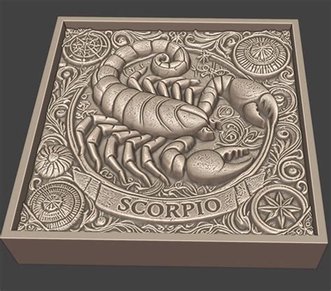 Stl File Scorpio Zodiac Bas Relief Plaque Bas Relief 3d Print Cnc