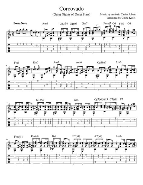 Corcovado Quiet Nights Of Quiet Stars Sheet Music For Guitar Solo