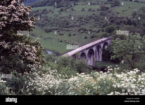 "Monsal Head" viaduct a disused railway at "Monsal Dale" in Derbyshire ...