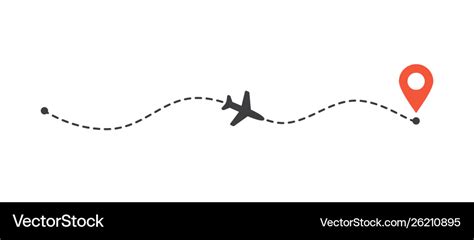 Airplane flight path to location mark plane route Vector Image