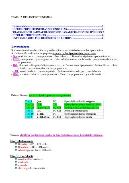 Tema Dislipoproteinemias Medicstore Udocz