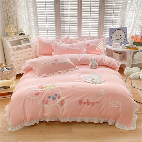 Ensemble Housse De Couette Broderie Lapin Fraise Dessin Anim Mignon