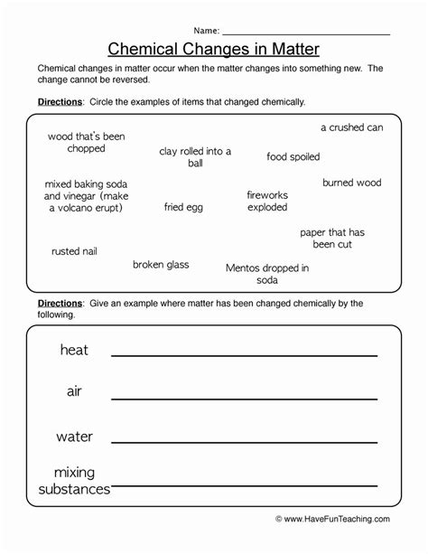 50 Change In Matter Worksheet