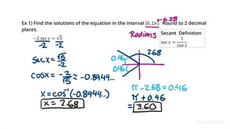 How To Find Solutions In An Interval For A Secant Equation