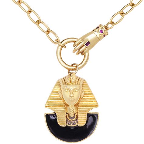 Pendentif T Te De Pharaon Couleur Or Bijoux Egypte Antique