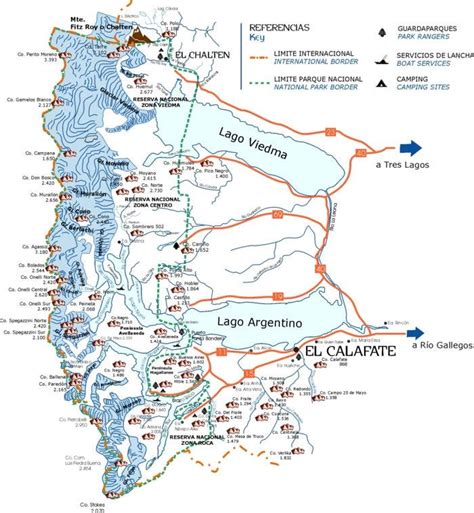 Los Glaciares National Park Map