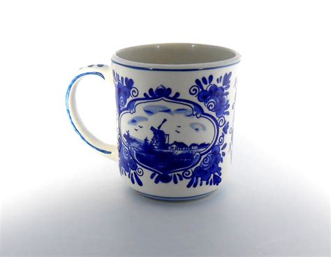 Collectible Delft Blue Hand Painted Holland Vintage Windmill Cup ANT