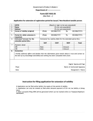 Fillable Online Form GST REG 25 Instruction For Filing Application