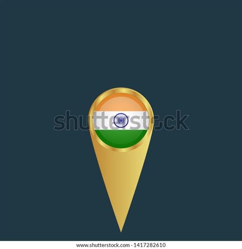 Gold Map Pin India Circle Flag Stock Vector Royalty Free 1417282610