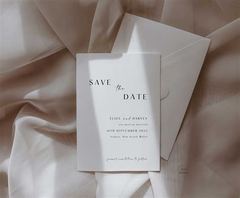 Minimal Save The Date Invitation Template Editable Modern Save The