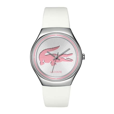 Lacoste Valencia Three Hand Silver And White Silicone Womens Watch 2000838 Womens Watches