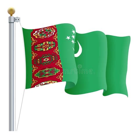 Waving Turkmenistan Flag Isolated On A White Background Vector