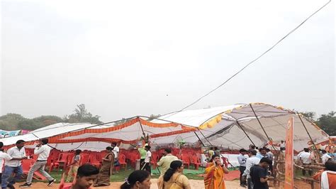 Pandal Fell Due To Storm After Cm Yogi Adityanath Rally In Lakhimpur