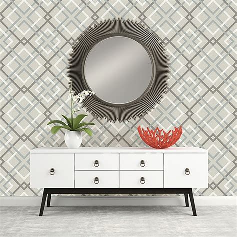 2901-22649 - Saltire Emile Taupe Lattice Wallpaper - Discount Wallcovering