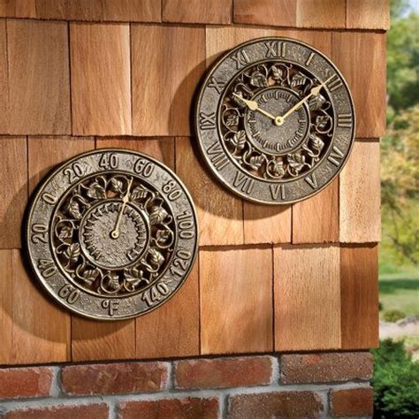 Ivy Silhouette Outdoor Clock And Thermometer Outdoor Clock Clock