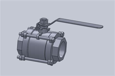 三片式不锈钢球阀dn503d模型下载三维模型solidworks模型 制造云 产品模型