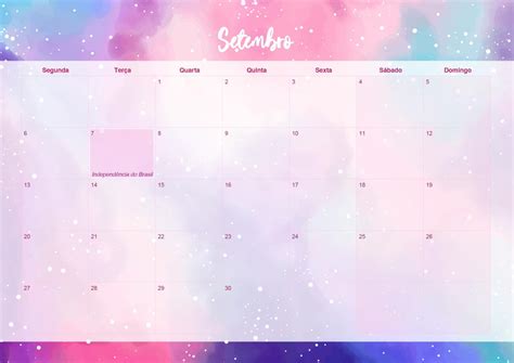 Calendario Mensal 2021 Setembro Colorido Fazendo A Nossa Festa