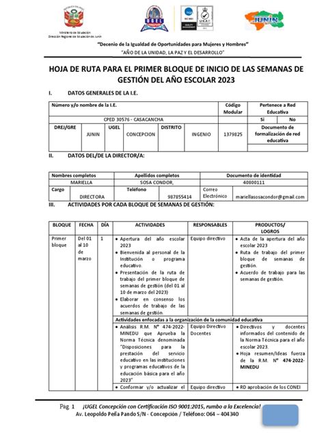 Hoja De Ruta Para El Primer Bloque De Inicio De Las Semanas De Gestión