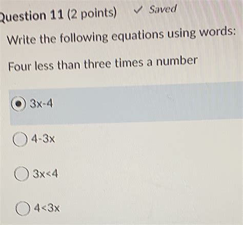 Solved Question 11 2 Points Saved Write The Following Equations